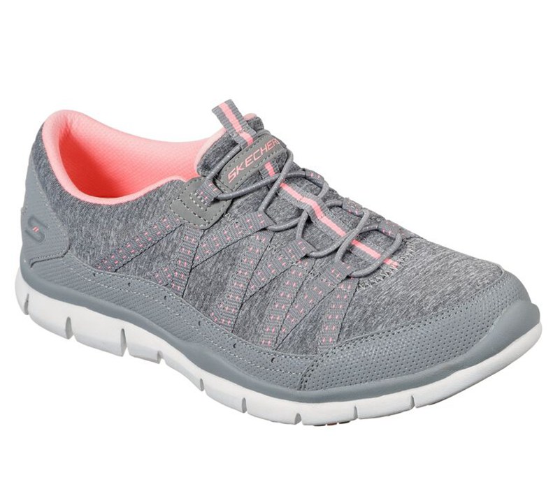 Skechers Dam Grå/Korall Slip On - Gratis - Let's Cruise - Sverige (IYUHP-4769)